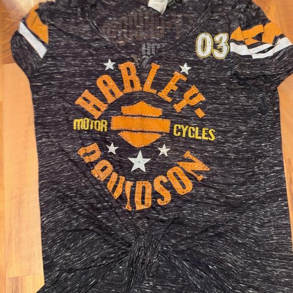 Harley-Davidson Black and Orange Graphic Tee - Picture 1 of 2